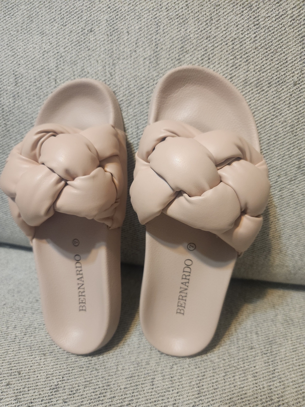 Bernardo Rylee Puffy Blush Braided Slide Sandals